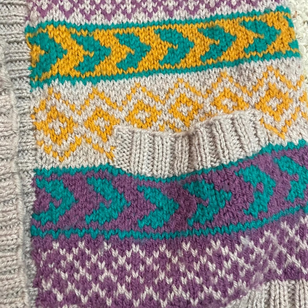 Vintage Geometric Button Cardigan Sweater Large Wool Statement Cozy Warm Unique - Picture 7 of 9